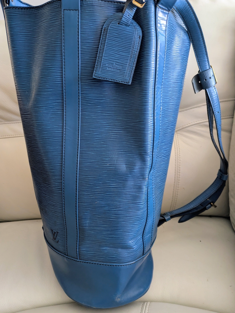 Louis Vuitton LV Randonnee Toledo Blue Epi Leather Duffle Bag Vintage Authentic